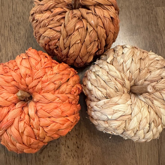 Other - Set of Three Woven Decorative Pumpkins